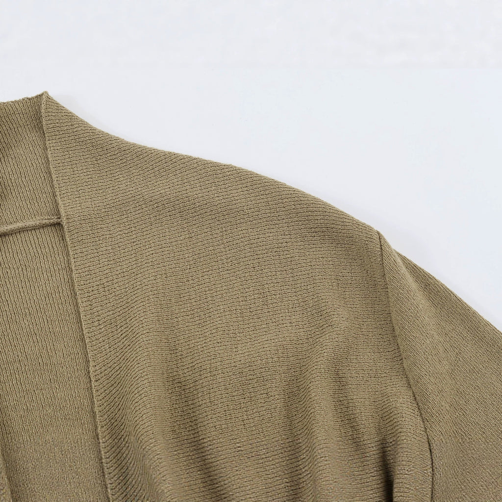 Olive Tie-Waist Knit Jacket