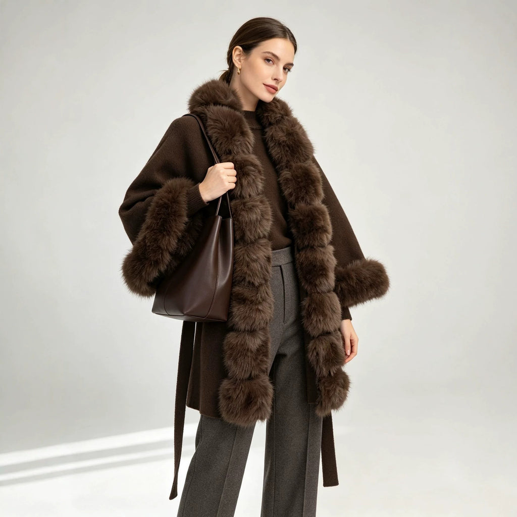 Fur-Collar Lace-Up Jacket