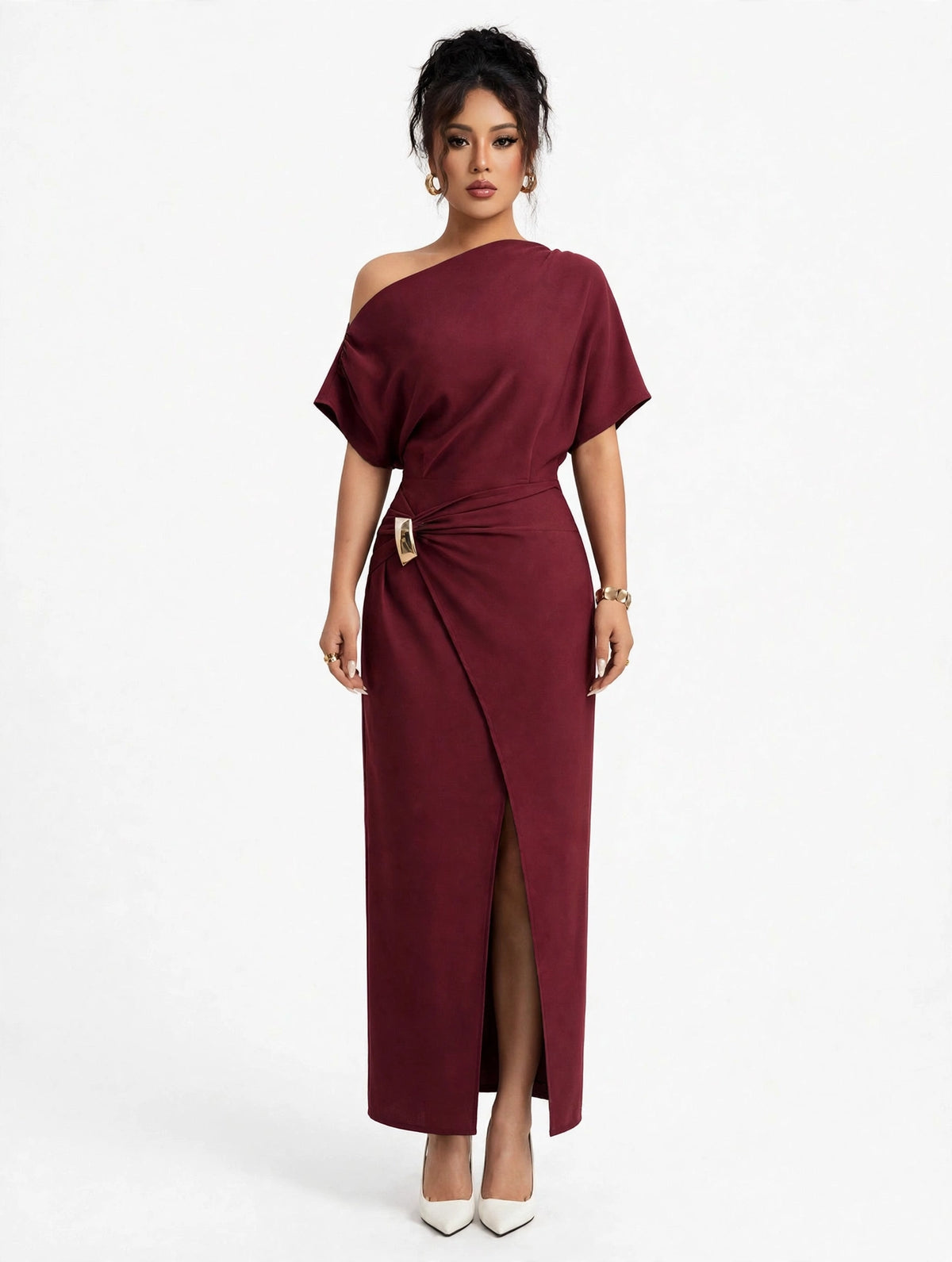 Womens Solid-Color Elegant & Sophisticated Bodycon Maxi Dress