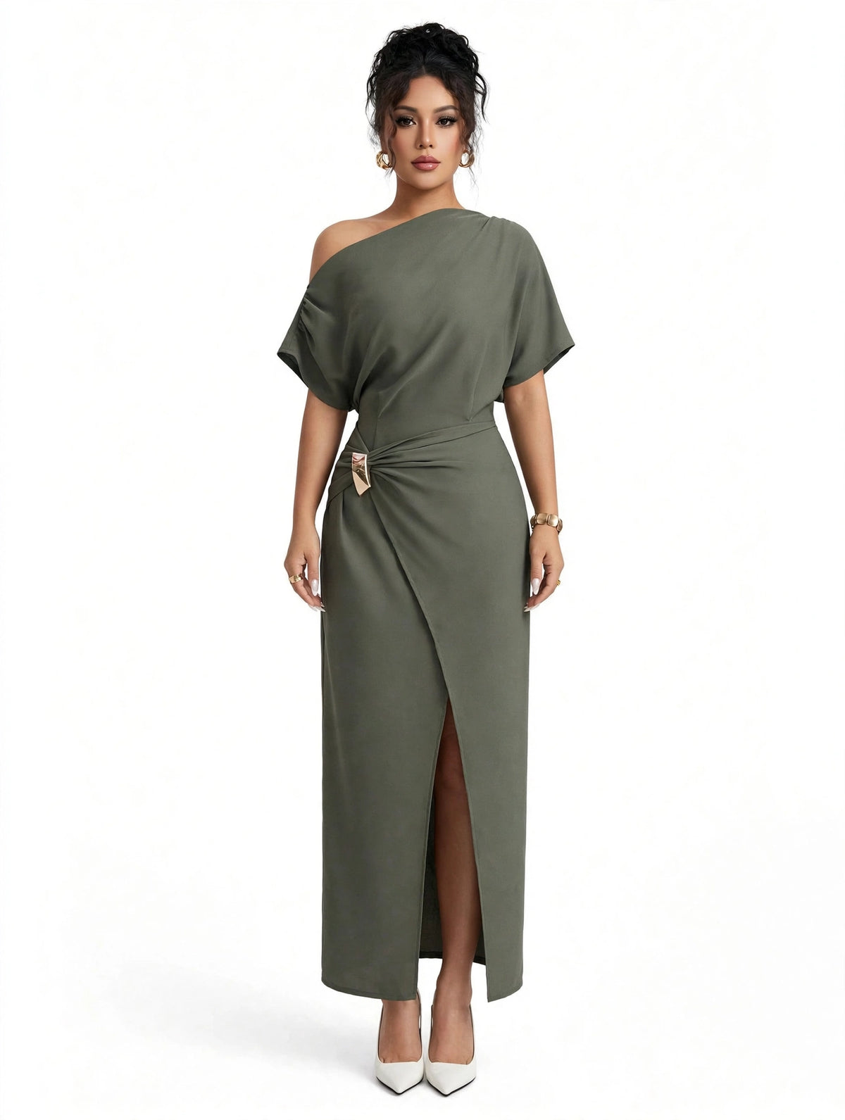 Womens Solid-Color Elegant & Sophisticated Bodycon Maxi Dress