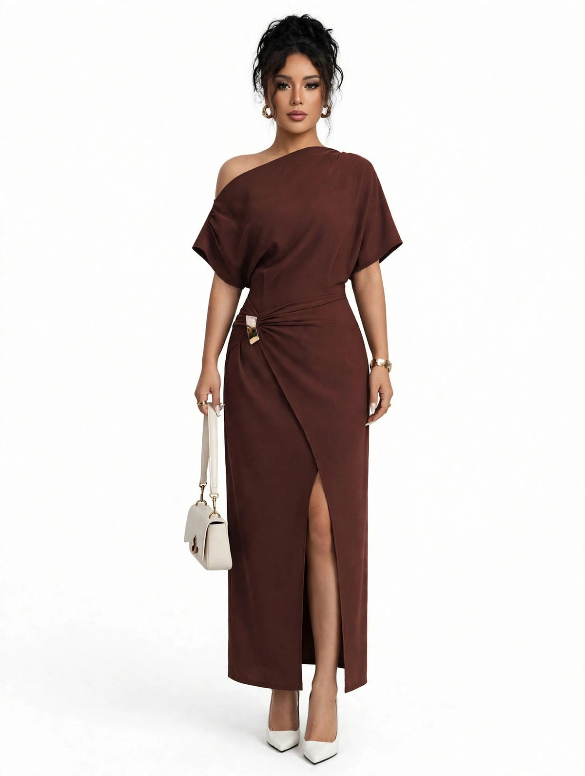 Womens Solid-Color Elegant & Sophisticated Bodycon Maxi Dress