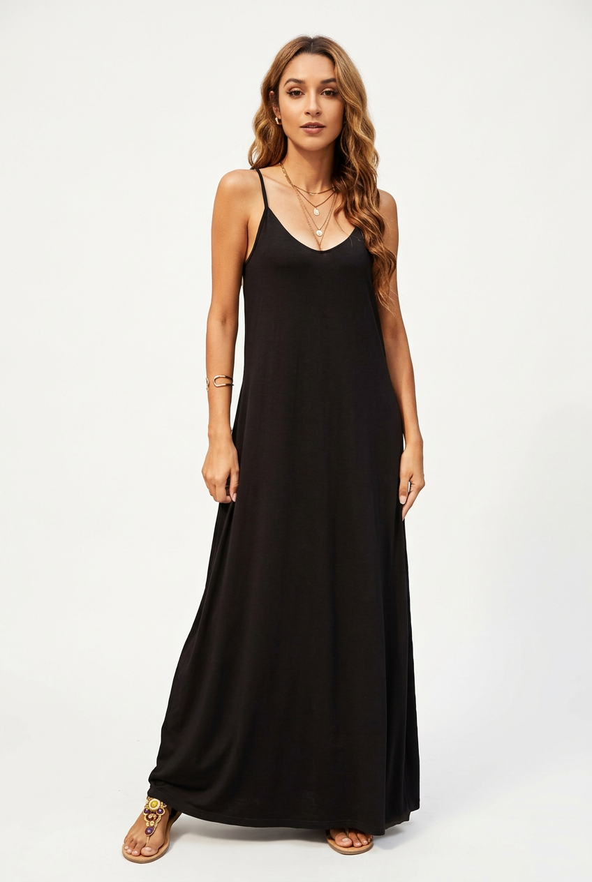 Floral Boho V-Neck Spaghetti-Strap Maxi Dress