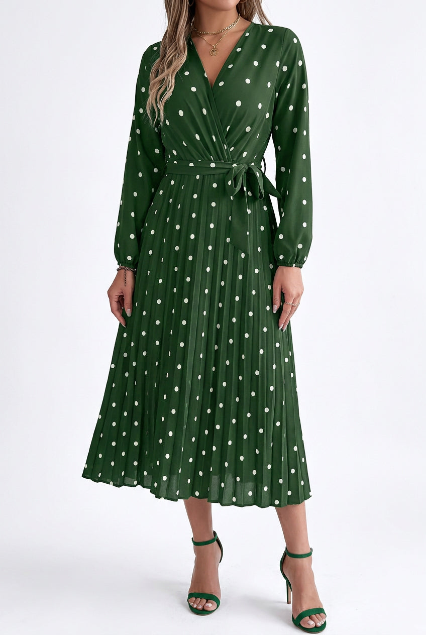 Crossover V-Neck Maxi Dress with Contrast Detail