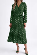 Crossover V-Neck Maxi Dress with Contrast Detail