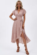 Floral Boho Wrap V-Neck Dress