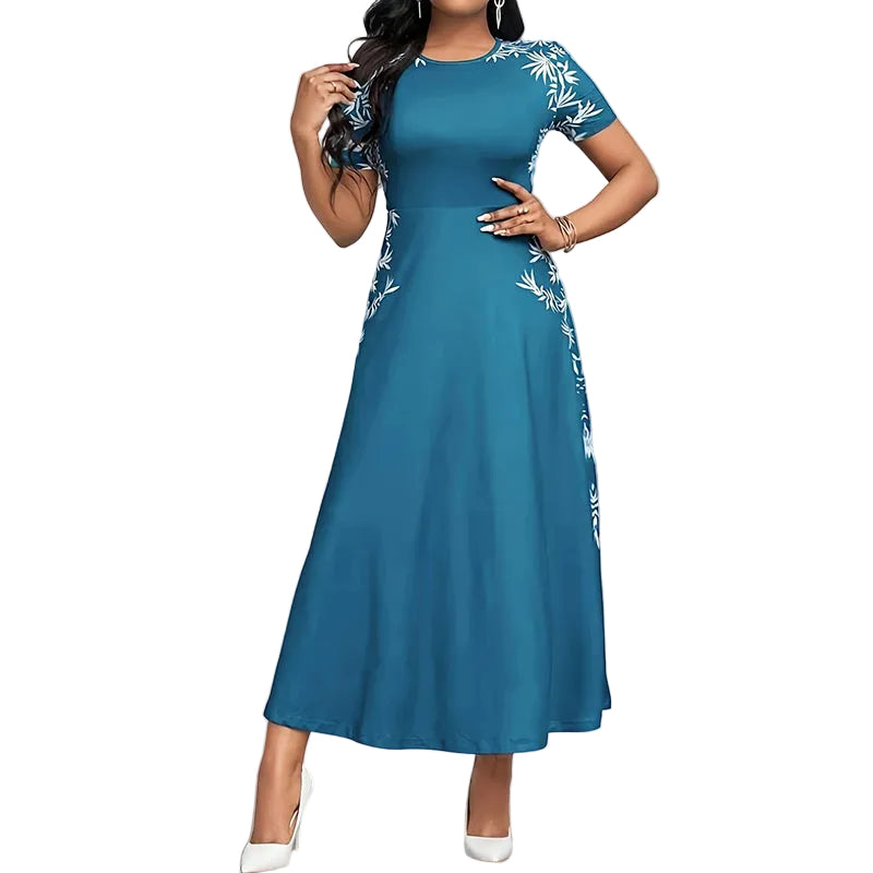 Flowing Short-Sleeve Maxi Dress
