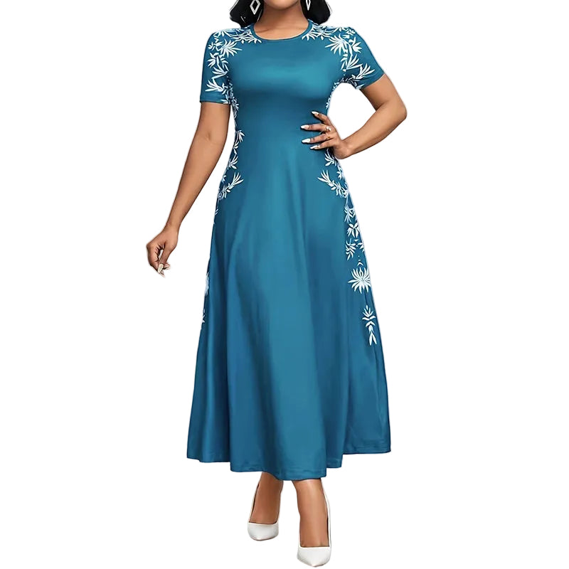 Flowing Short-Sleeve Maxi Dress