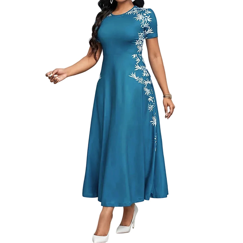 Flowing Short-Sleeve Maxi Dress