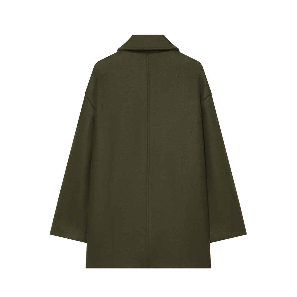 Double-Breasted Faux-Wool Coat