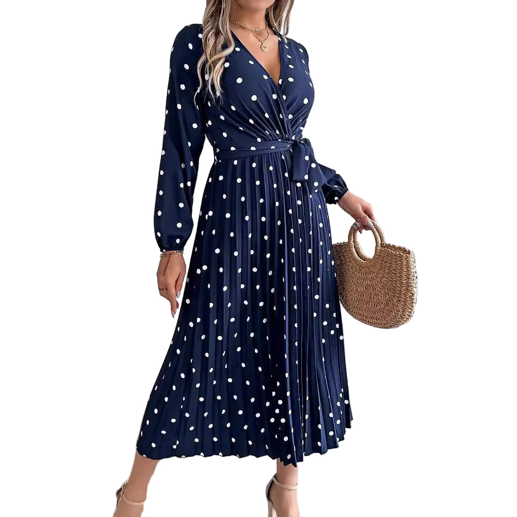 Crossover V-Neck Maxi Dress with Contrast Detail