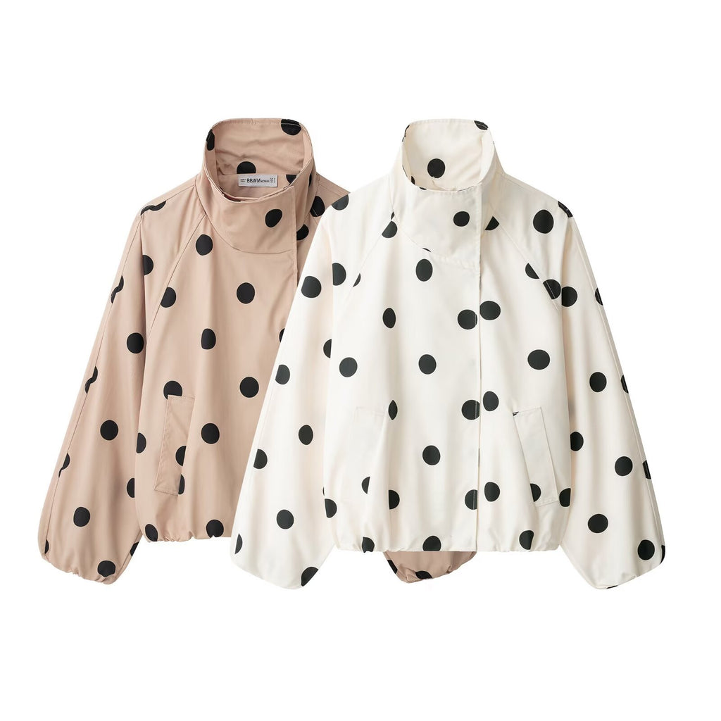 Polka-Dot Buckle-Collar Jacket