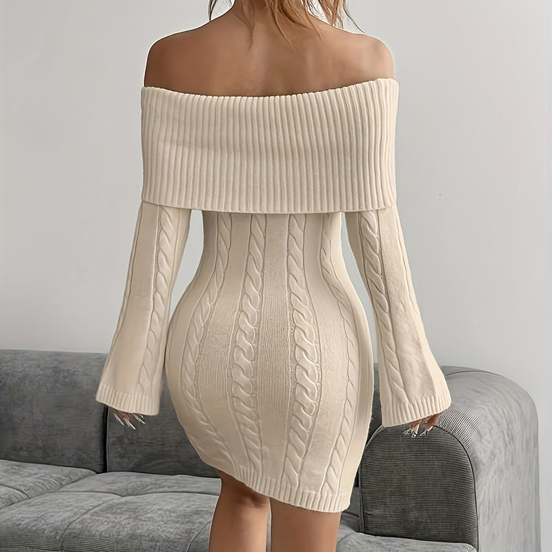 Off-Shoulder Long-Sleeve Bodycon Dress