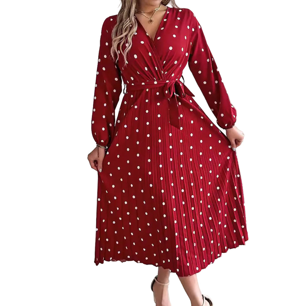 Crossover V-Neck Maxi Dress with Contrast Detail