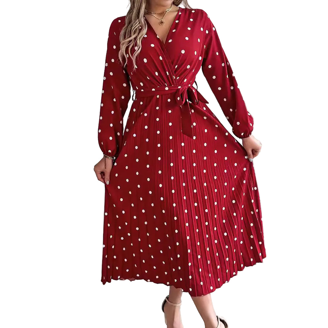 Crossover V-Neck Maxi Dress with Contrast Detail