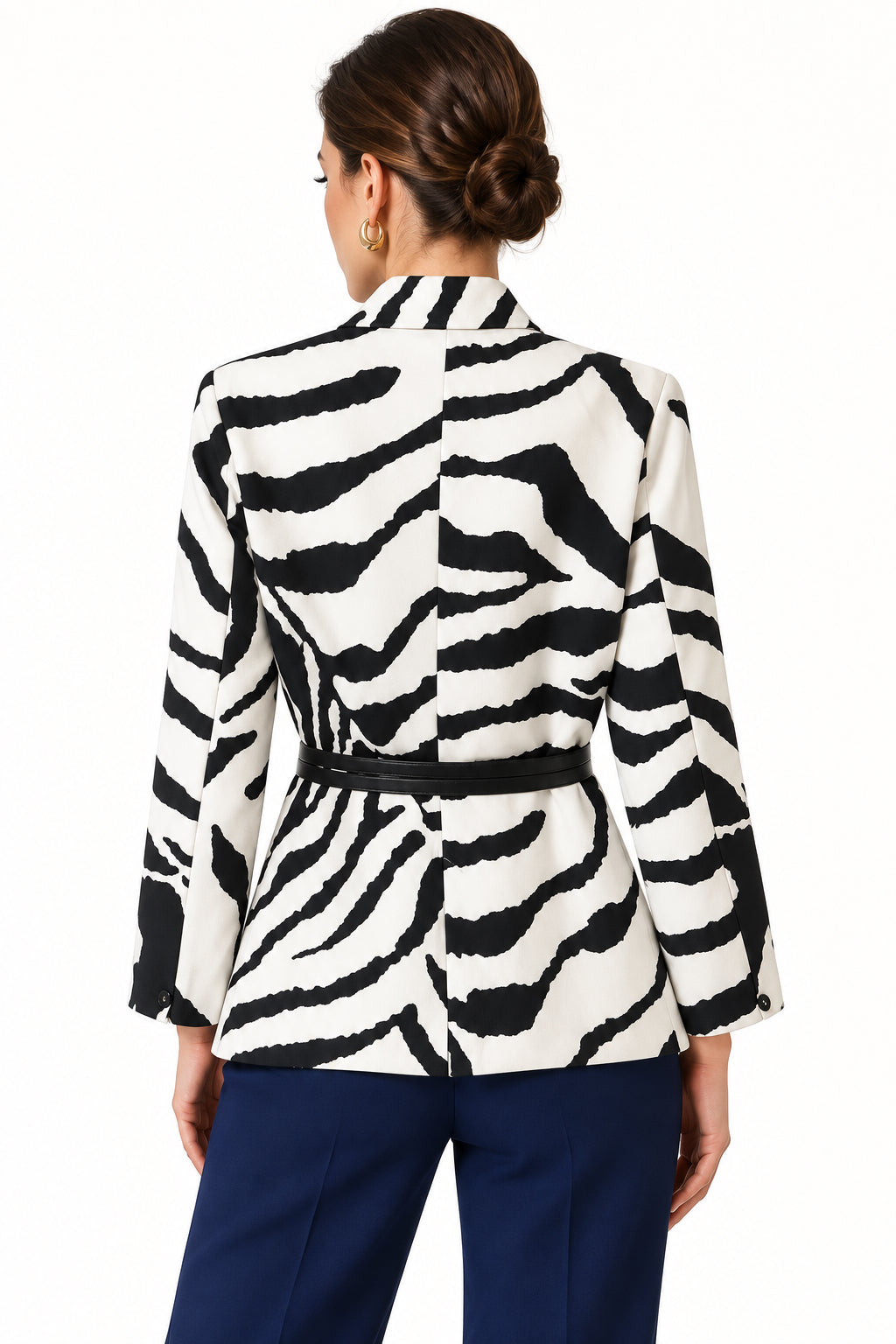 Zebra-Print Double-Breasted Blazer