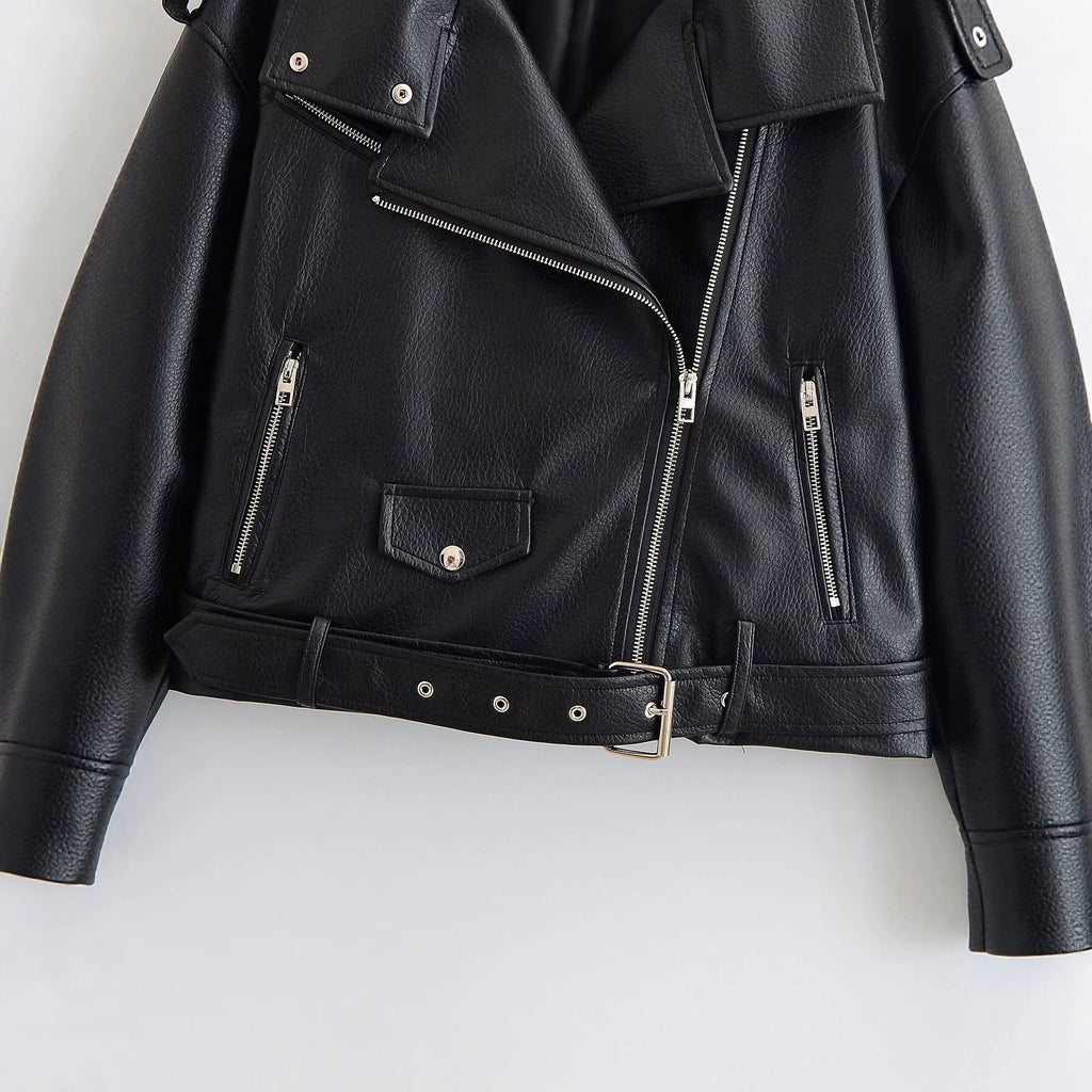 Black Multi-Zip Faux Leather Moto Jacket