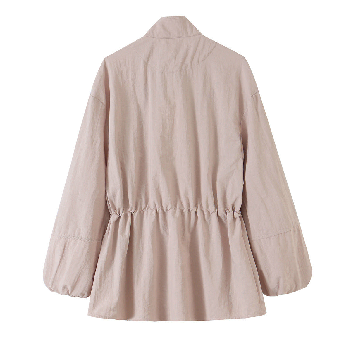 Dark Pink Drawstring-Waist Zip Jacket