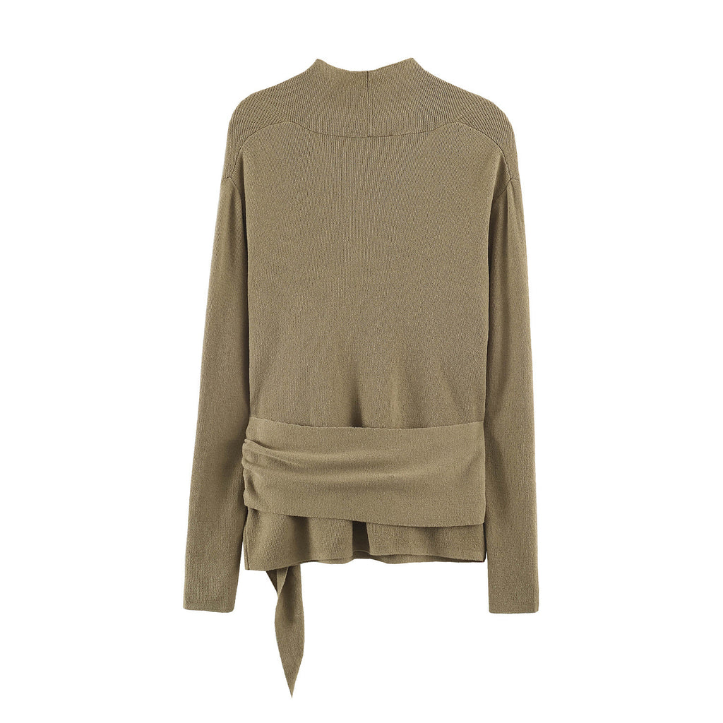 Olive Tie-Waist Knit Jacket