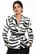 Zebra-Print Double-Breasted Blazer