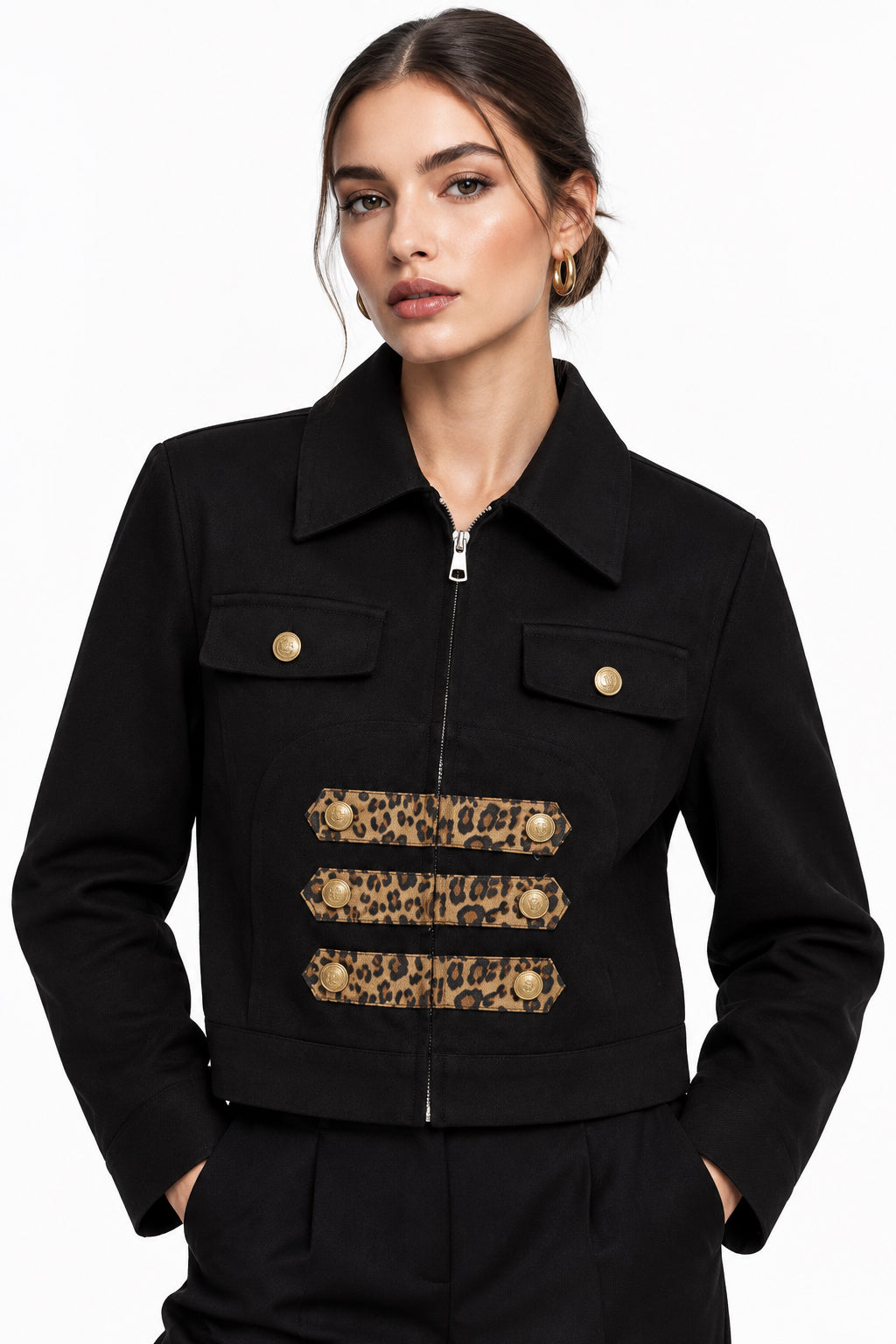Leopard-Print Zip-Front Jacket