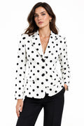 White Polka-Dot Single-Button Blazer