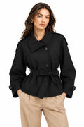 Stand-Collar Short Trench Jacket