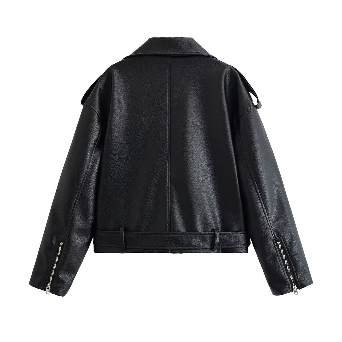 Black Multi-Zip Faux Leather Moto Jacket