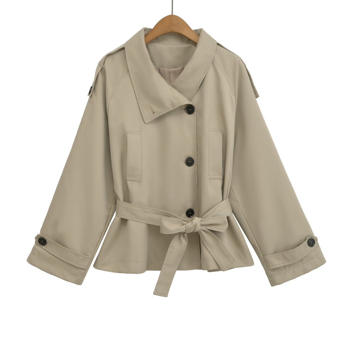 Stand-Collar Short Trench Jacket