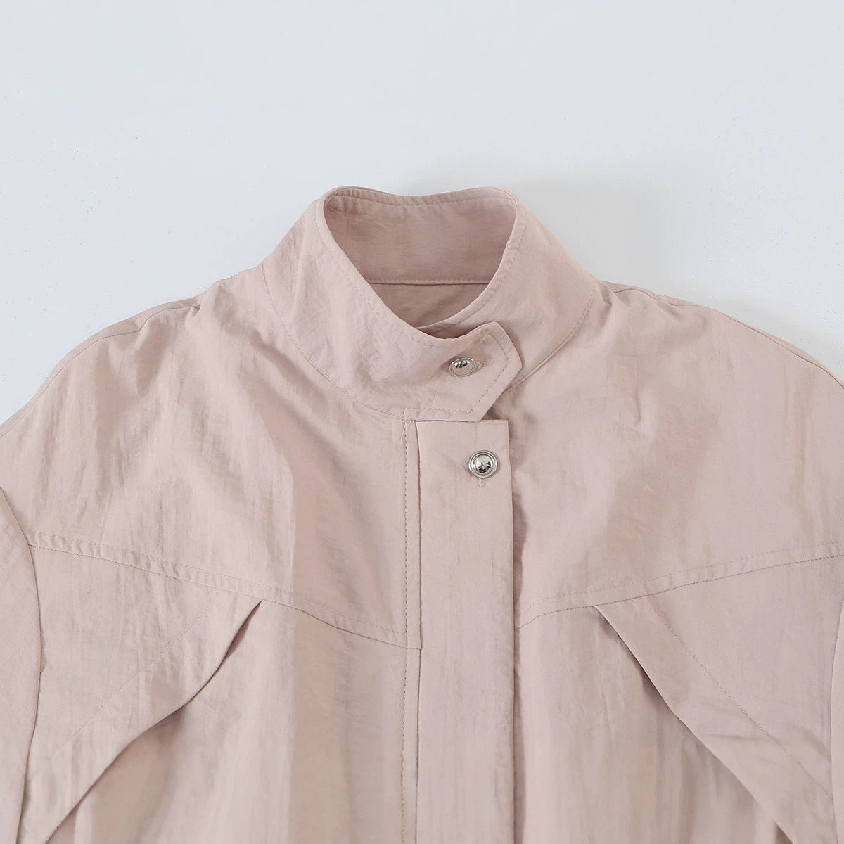 Dark Pink Drawstring-Waist Zip Jacket