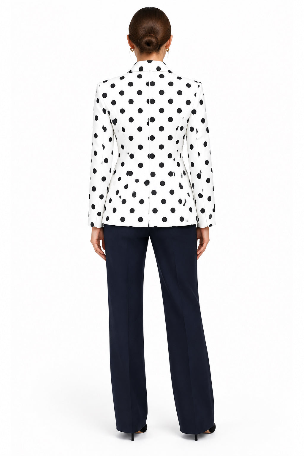 White Polka-Dot Single-Button Blazer