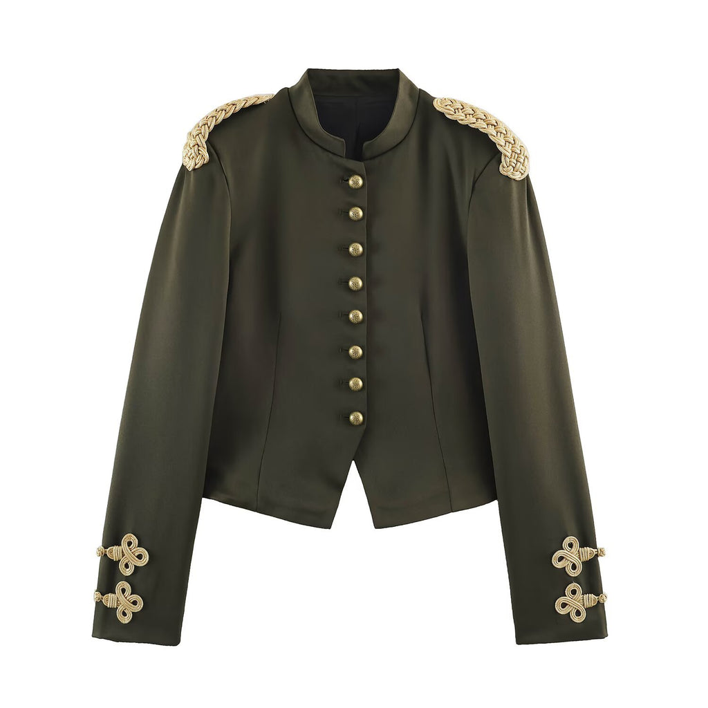 Single breasted rope knot decoration suit jacket for women