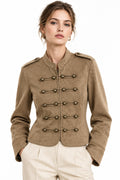 Brown Abstract-Print Zip Jacket