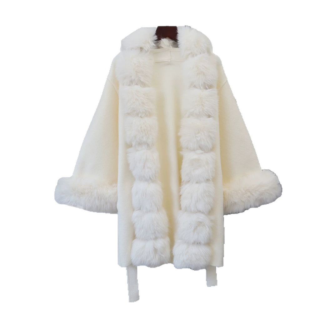 Fur-Collar Lace-Up Jacket