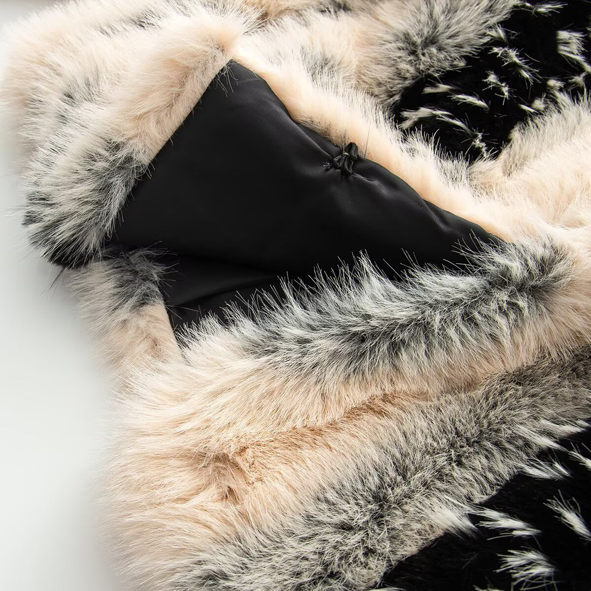Round-Neck Faux-Fur Jacket