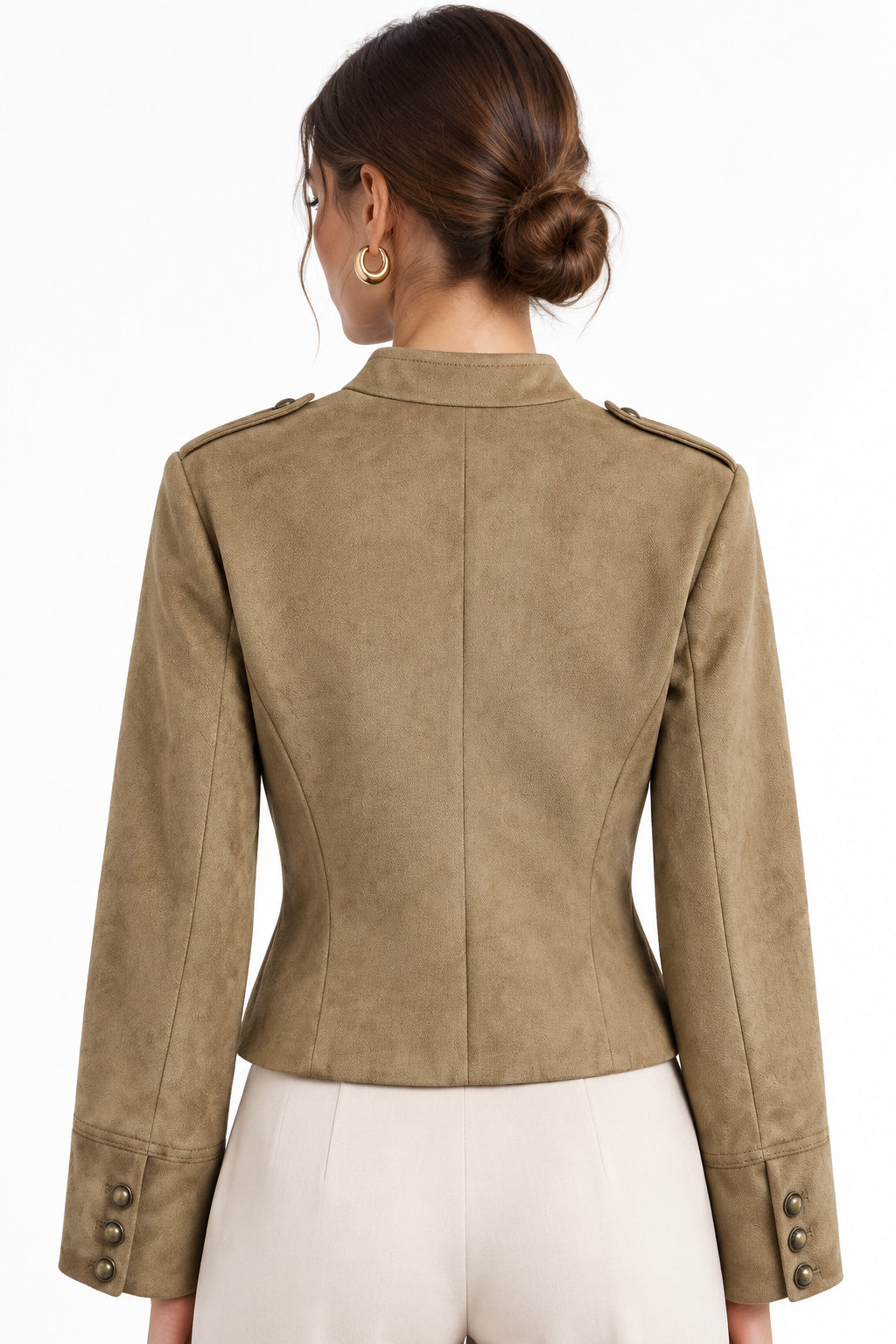 Brown Abstract-Print Zip Jacket