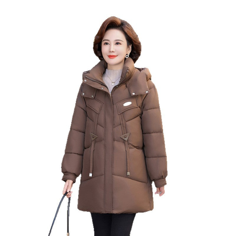Medium to long hooded women's jacket