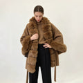 Fur-Collar Lace-Up Jacket