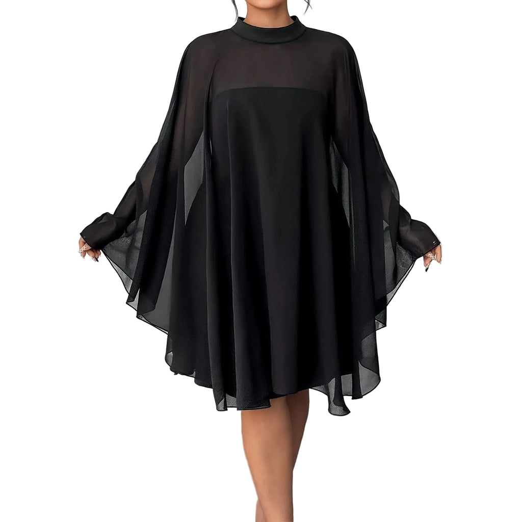 Solid Color Round Neck Blouse And Tube Top Dress Women Plus Size Two-Piece Set