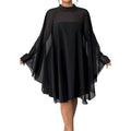 Solid Color Round Neck Blouse And Tube Top Dress Women Plus Size Two-Piece Set