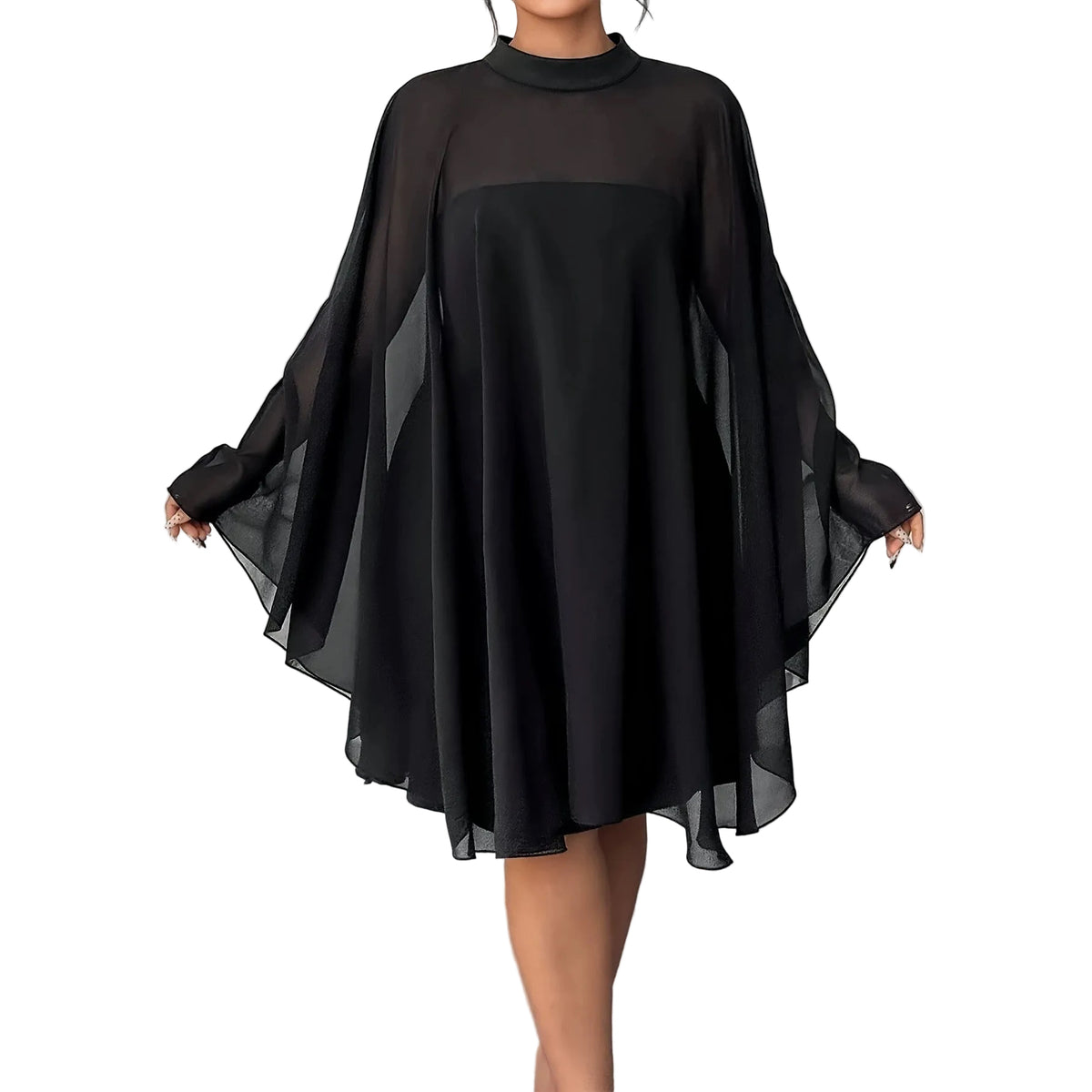 Solid Color Round Neck Blouse And Tube Top Dress Women Plus Size Two-Piece Set