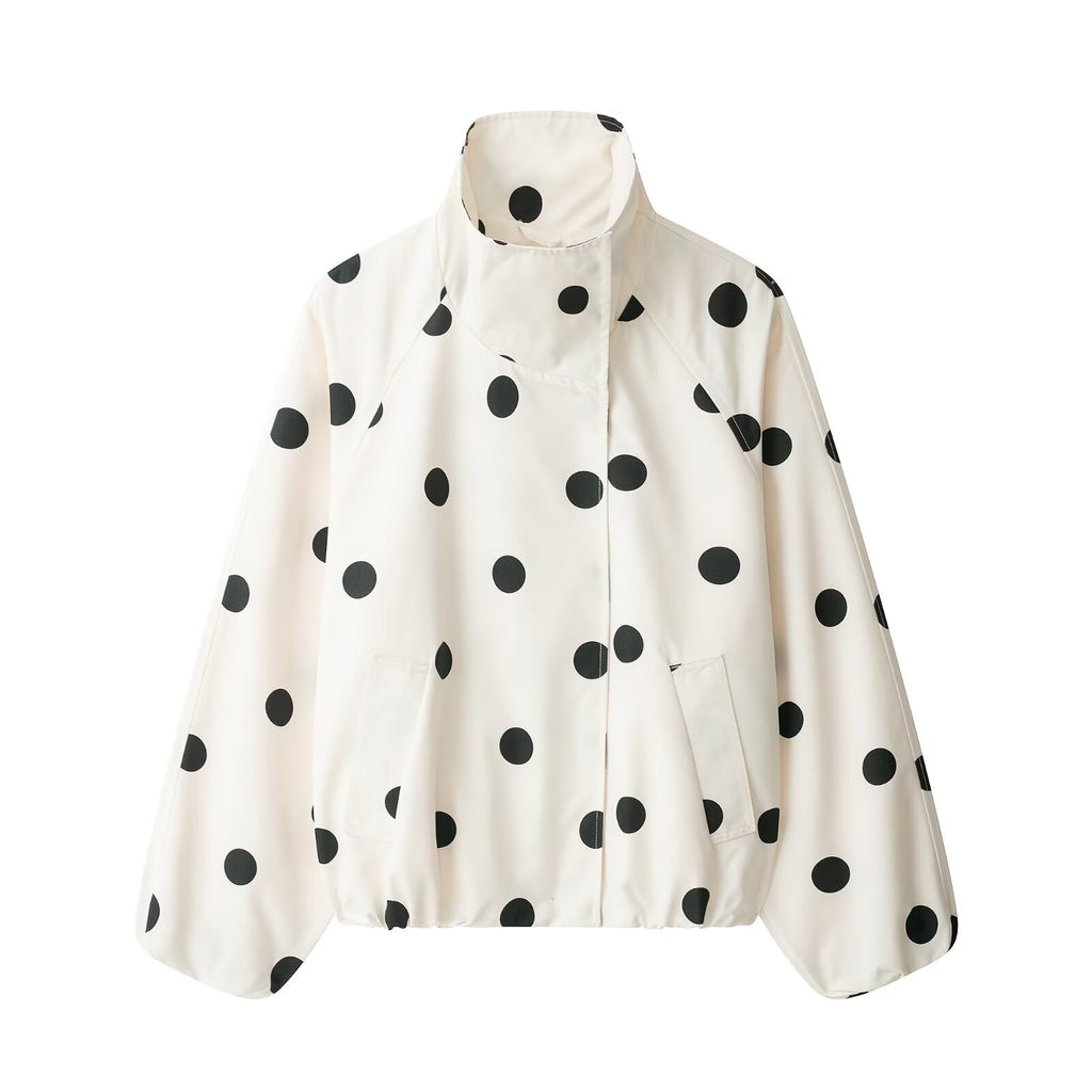 Polka-Dot Buckle-Collar Jacket