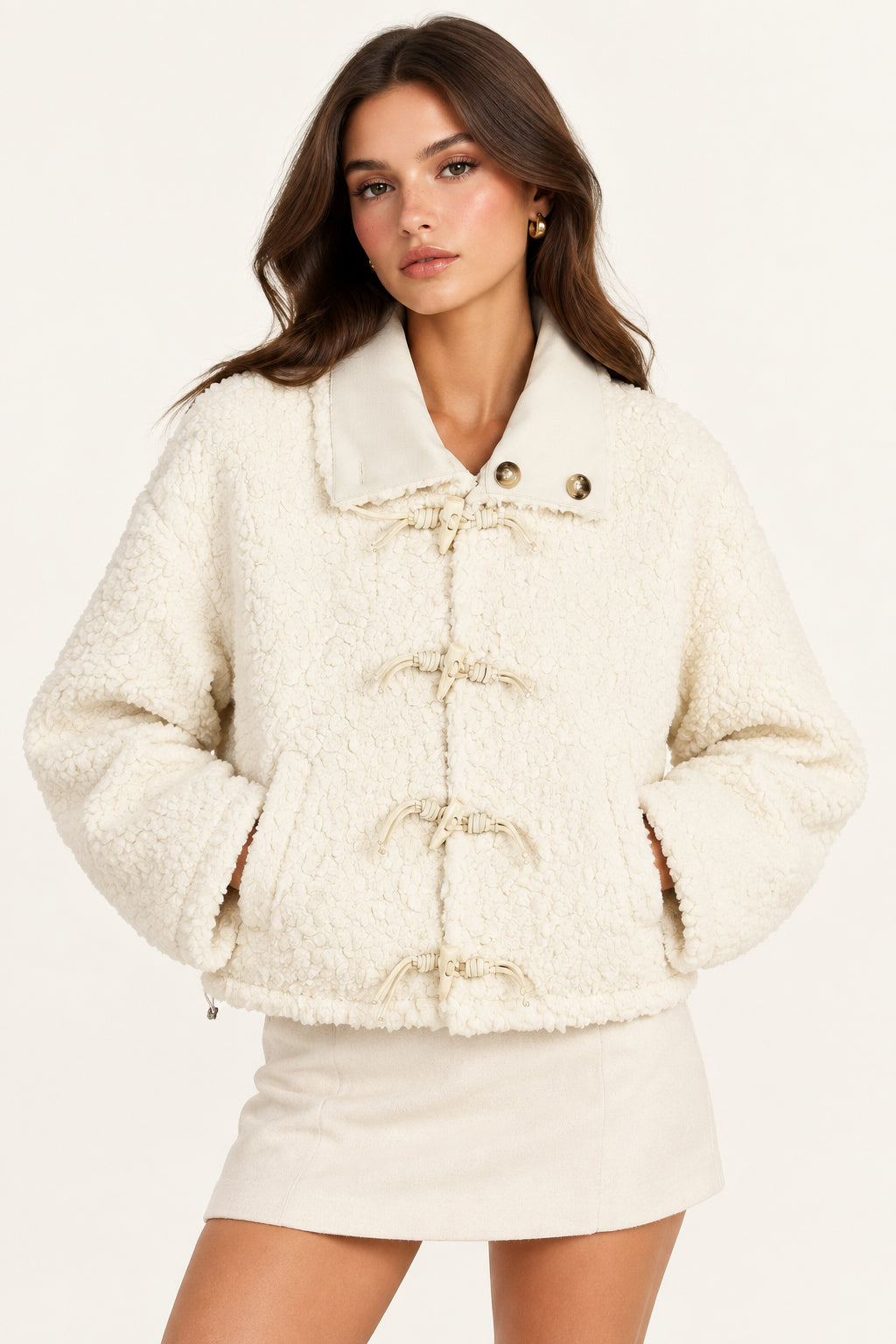 Reversible Faux-Lamb-Wool Collar Jacket