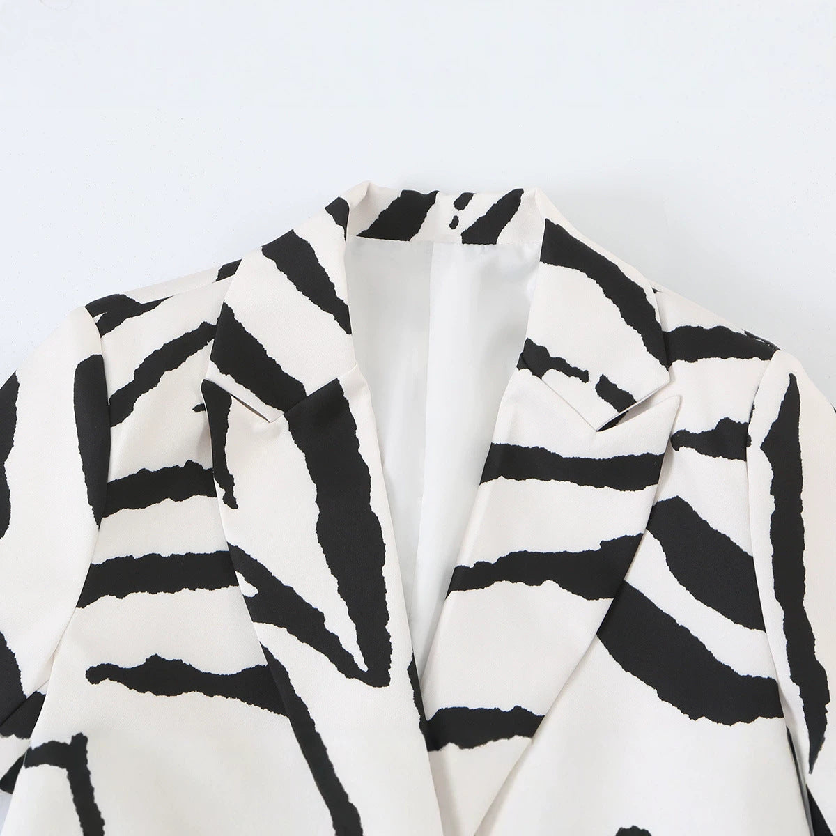 Zebra-Print Double-Breasted Blazer