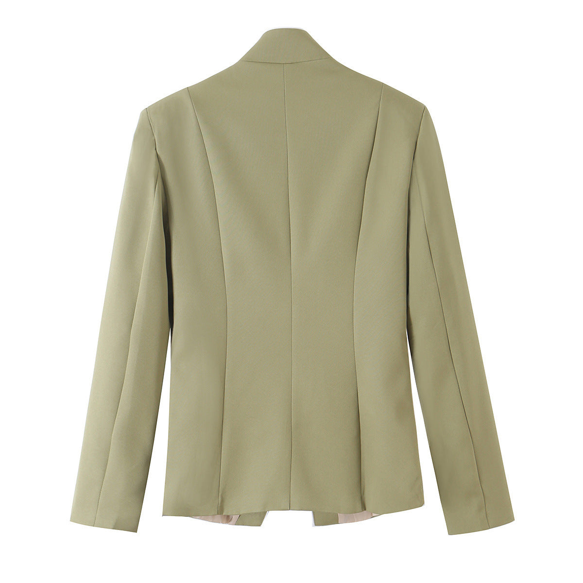 Olive Stand-Collar Button-Front Jacket