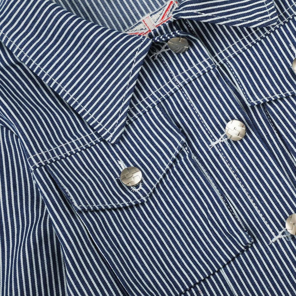 Blue Striped Flag-Embroidered Denim Jacket