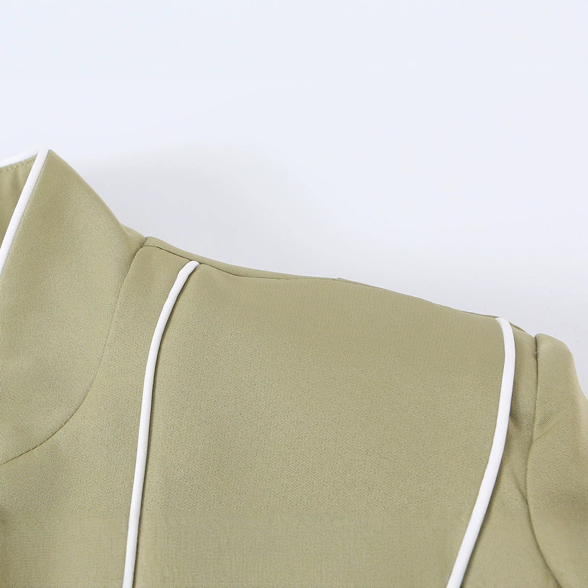 Olive Stand-Collar Button-Front Jacket
