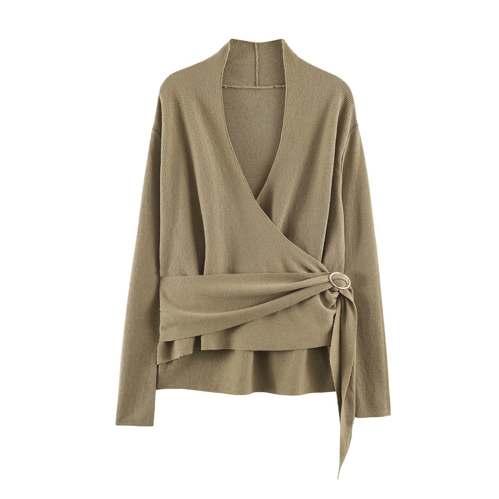 Olive Tie-Waist Knit Jacket