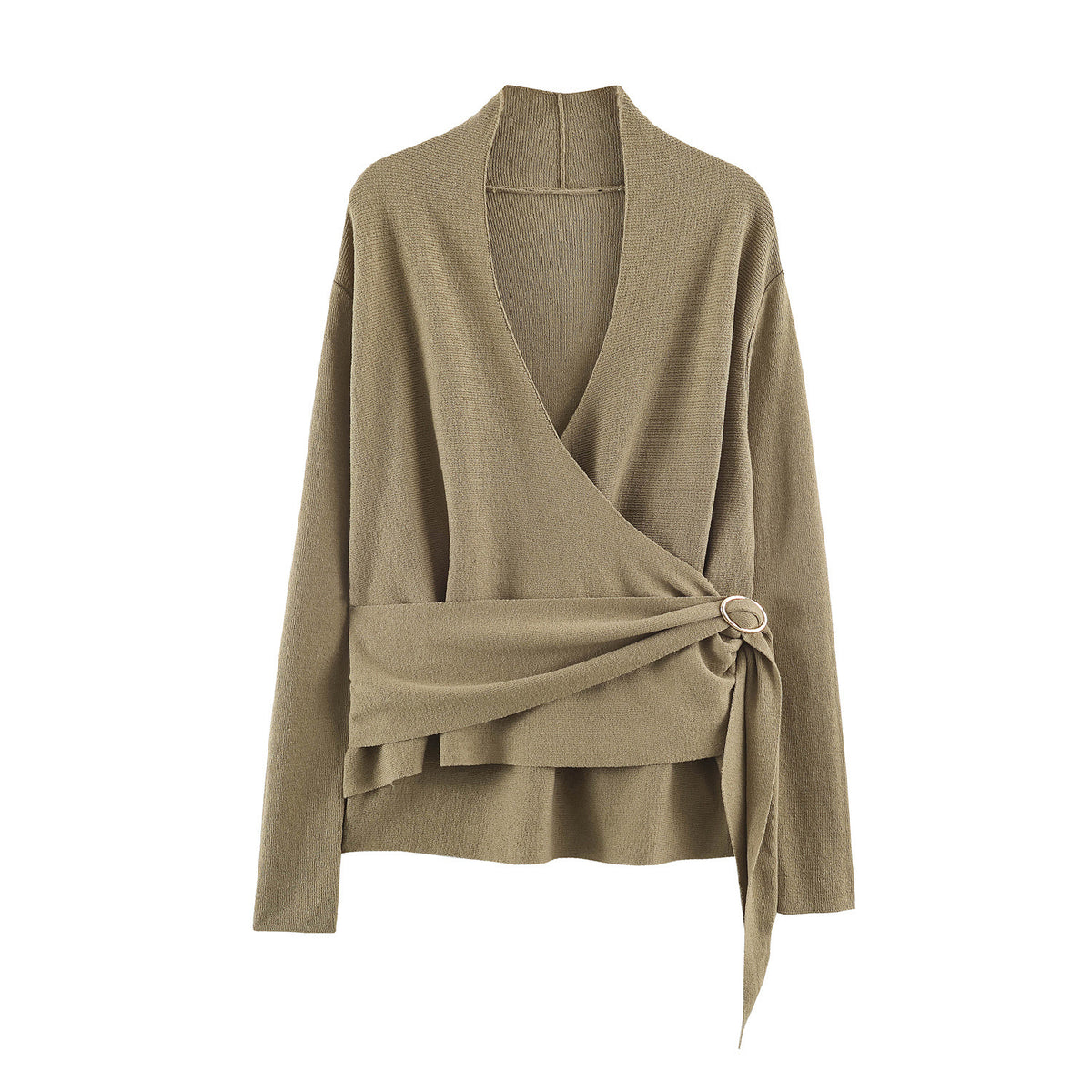 Olive Tie-Waist Knit Jacket
