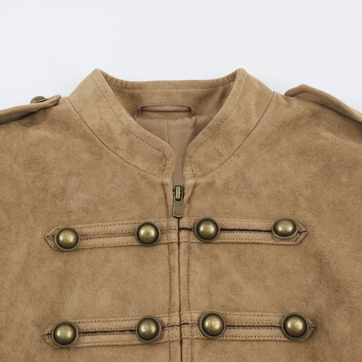 Brown Abstract-Print Zip Jacket