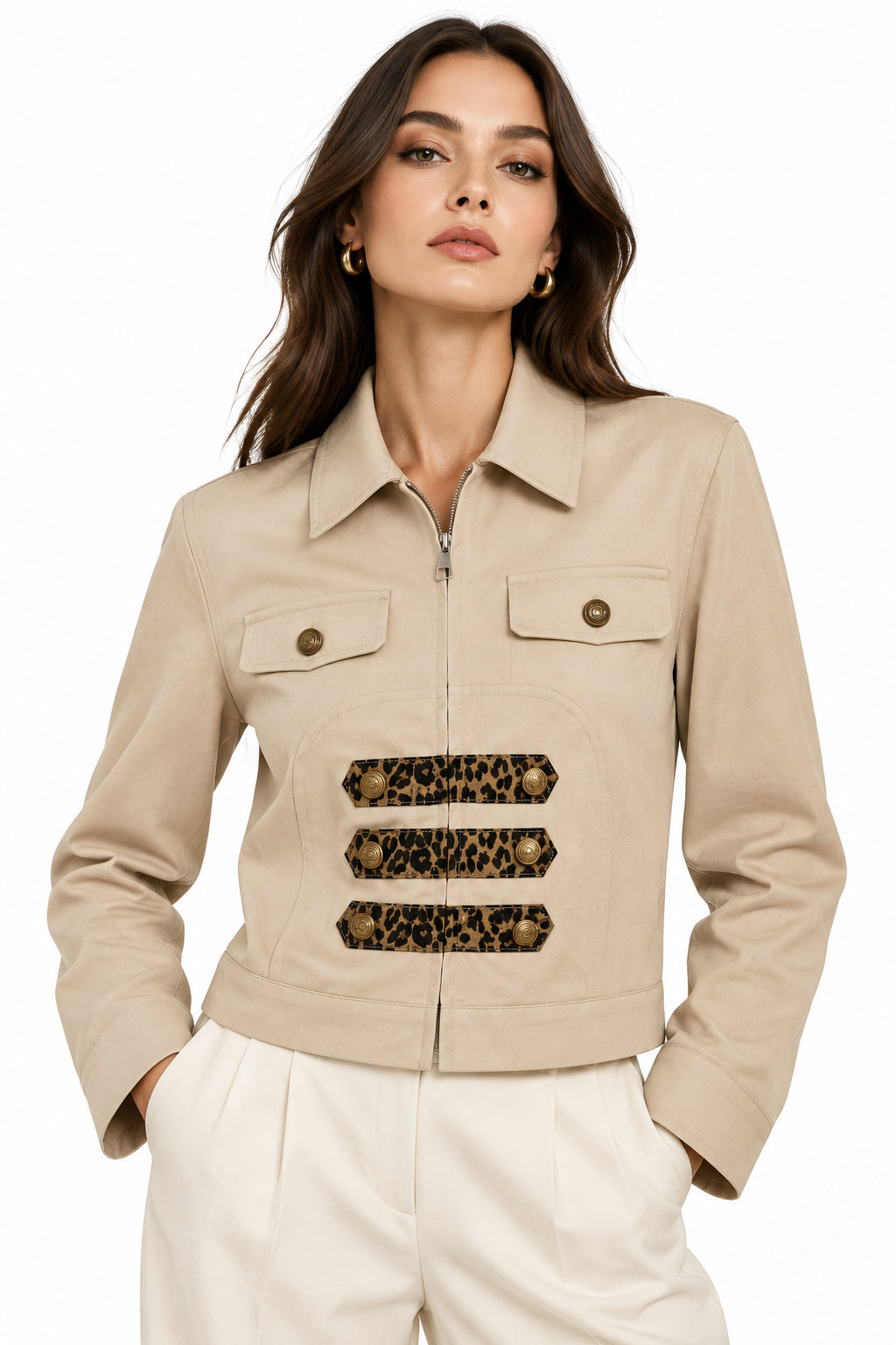Leopard-Print Zip-Front Jacket